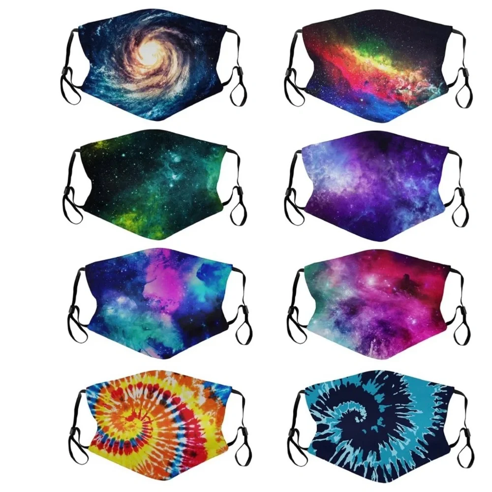 Fedciory Washable Reusable Adjustable Adult Face Masks Tie-Dye Pack of 8 New!